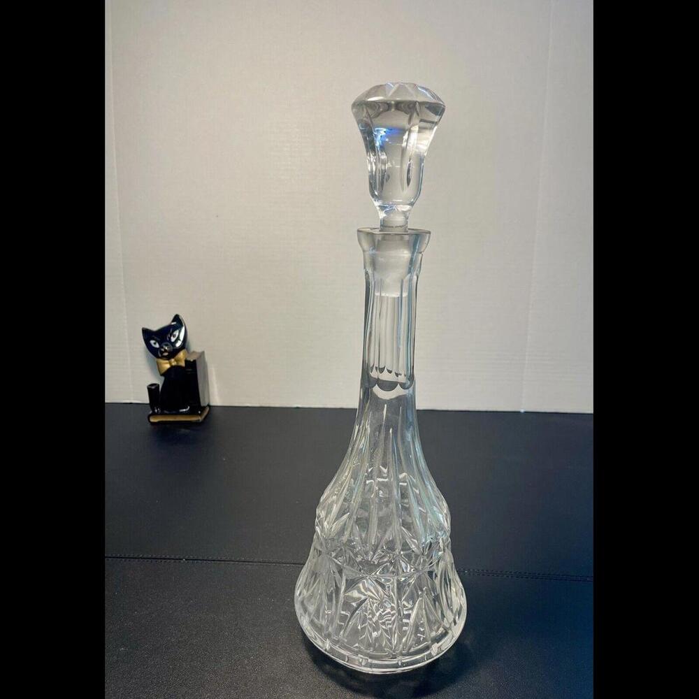 Czech Cut Crystal Vintage 1970s Decanter Liquor Brandy Whisky Wine Spirits